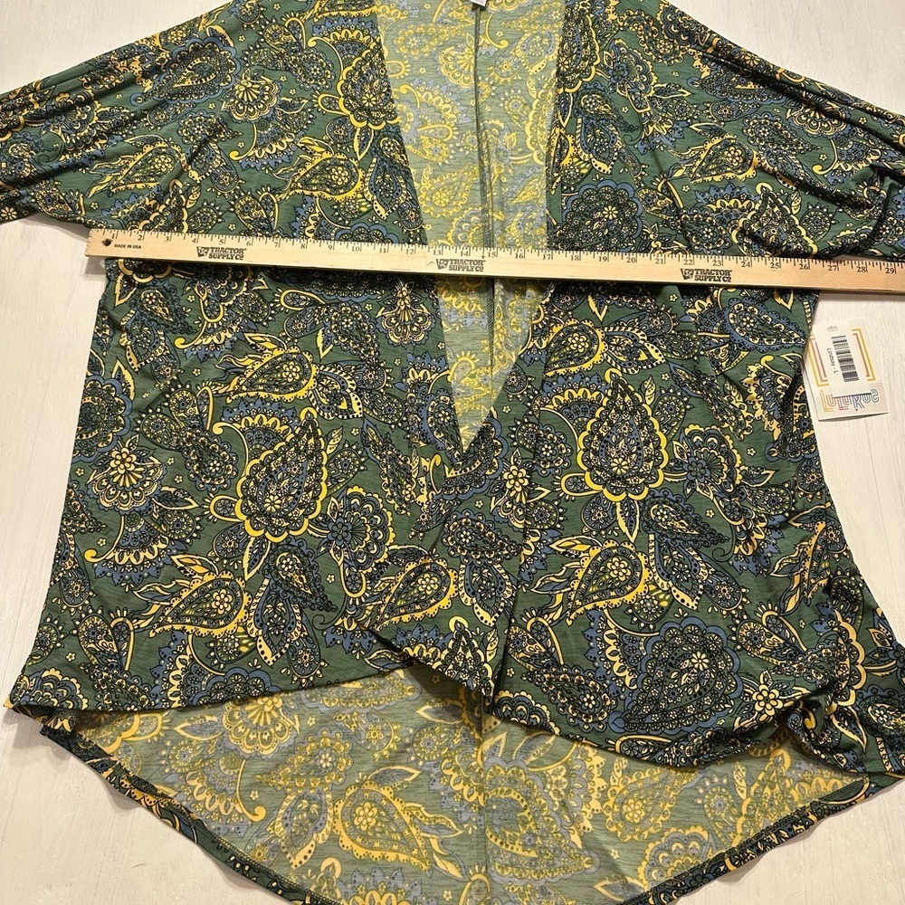 LuLaRoe Lindsay Kimono Cardigan L NWT Green Paisley Floral Open Front Cover Up - Picture 3 of 9